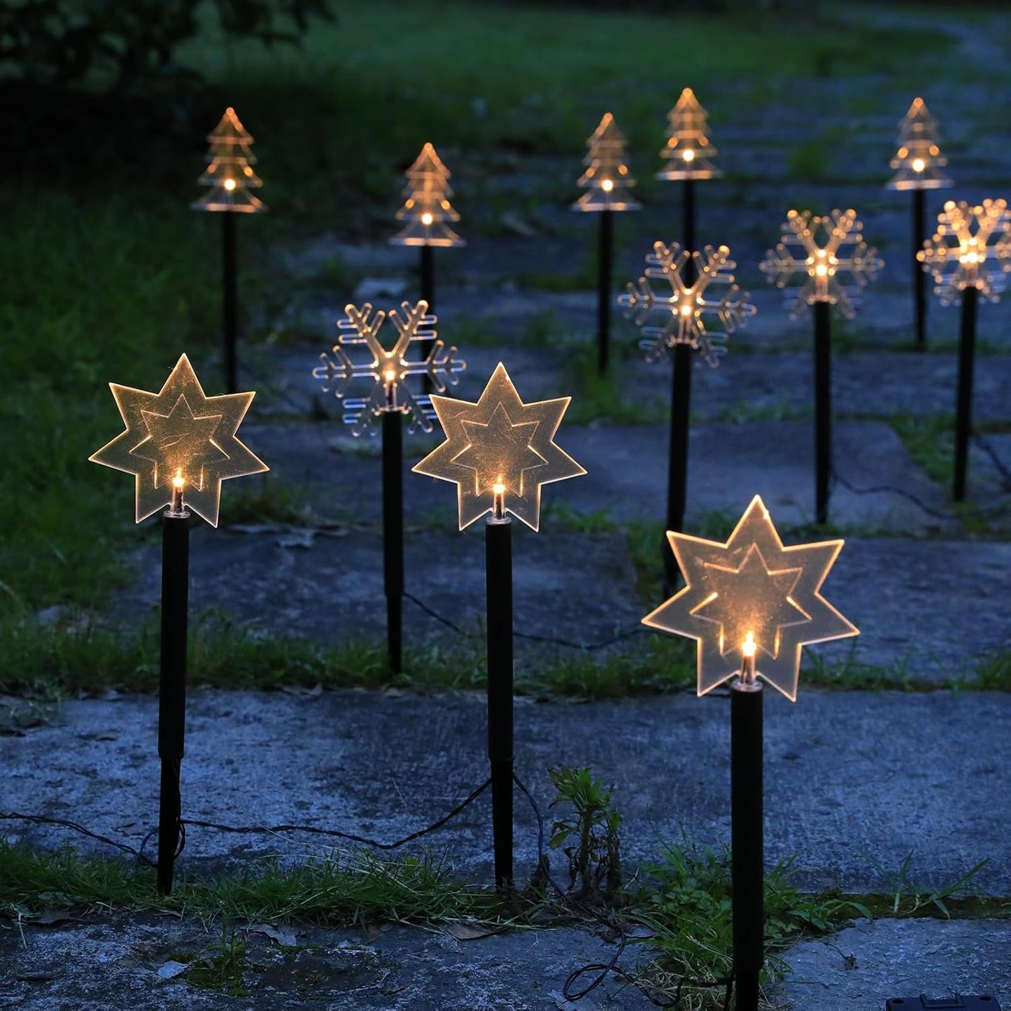 LUZ SOLAR NAVIDEÑA EN FORMA DE ESTRELLA X 6 Unidades (OMC- 082)