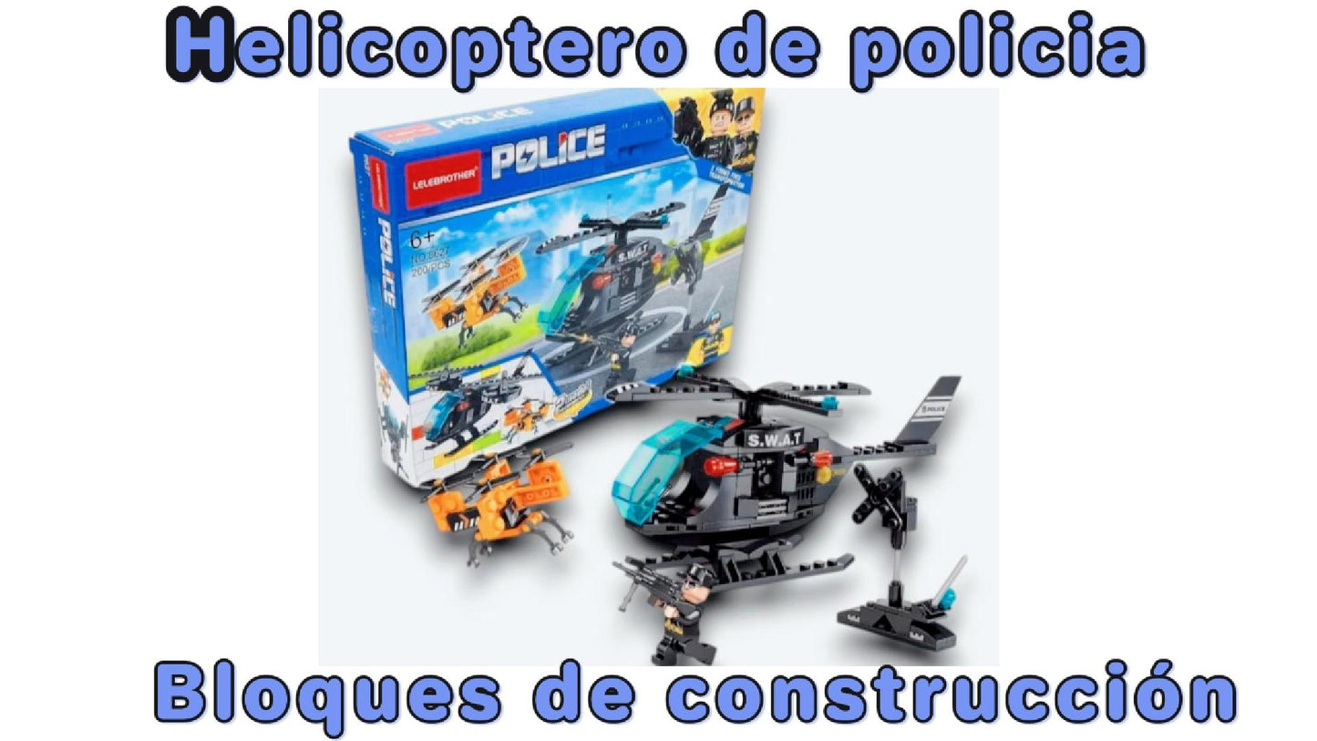 BLOQUES DE CONSTRUCCION HELICOPTERO DE POLICIA X 6 UNDS - 8627