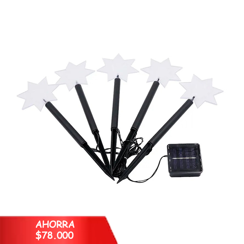 LUZ SOLAR NAVIDEÑA EN FORMA DE ESTRELLA X 6 Unidades (OMC- 082)
