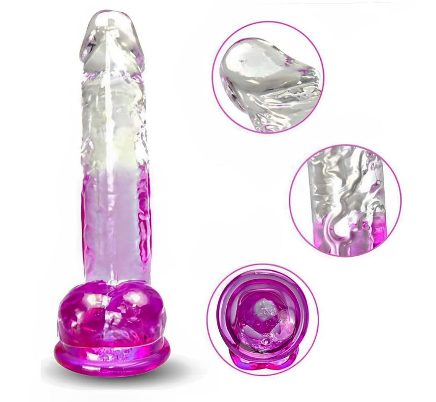 DILDO LANCES COCK 9.6 CRISTALINO BITONO X6 Unds OMC-422