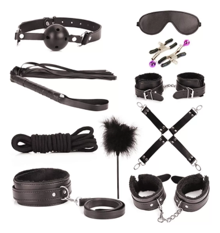 Kit Bondage Juego De 10 Piezas Bdsm X6 Unds OMC-429