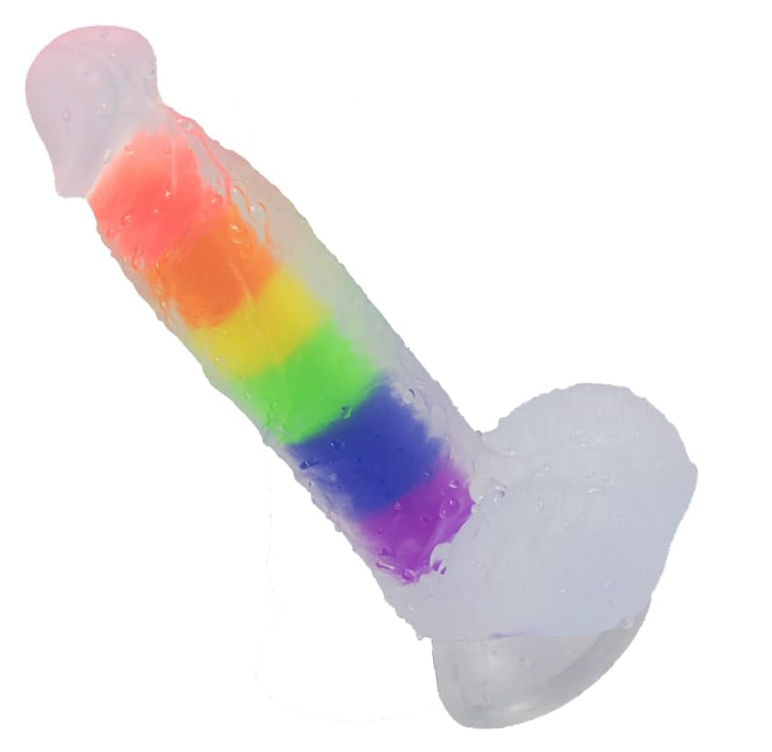 Consolador realista de silicona transparente arco iris X6 Unds OMC-367