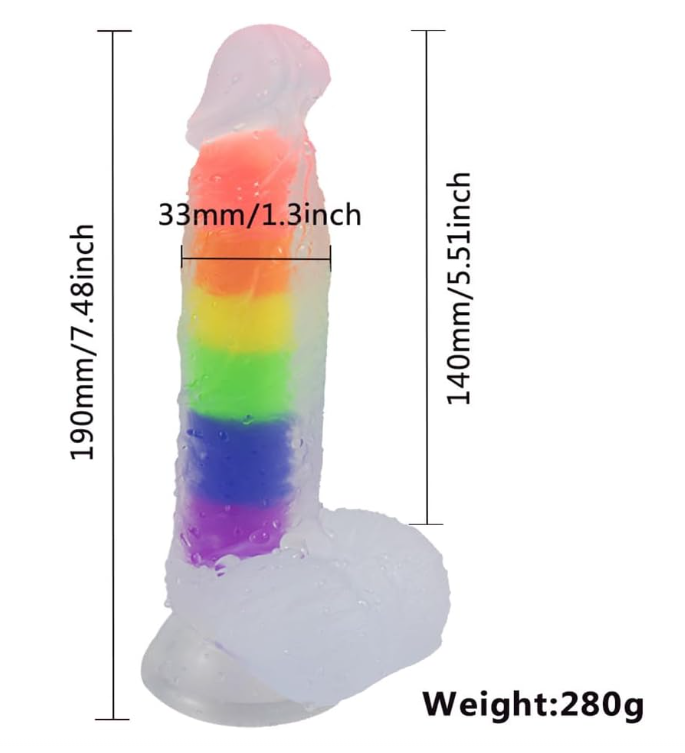 Consolador realista de silicona transparente arco iris X6 Unds OMC-367