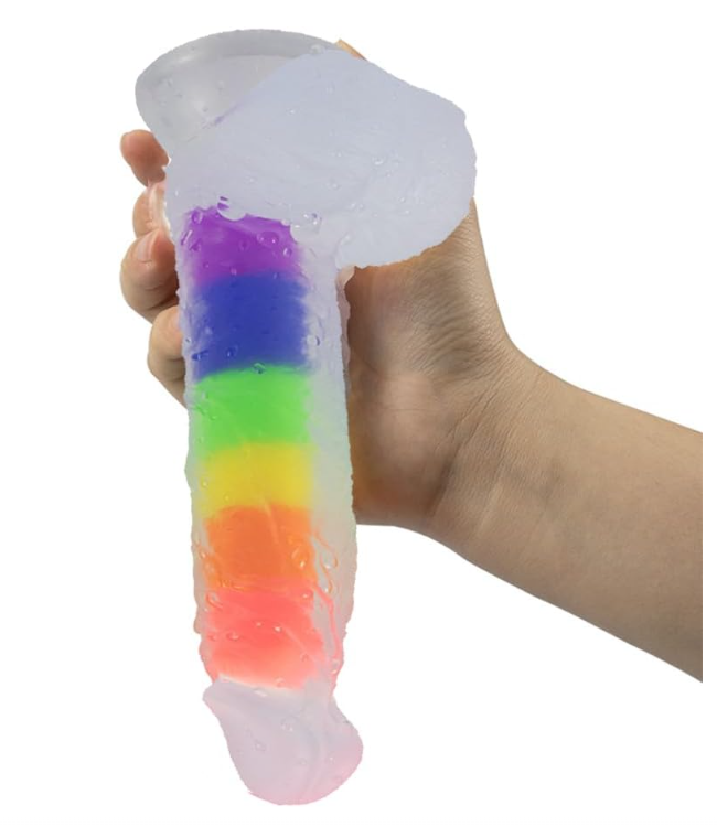 Consolador realista de silicona transparente arco iris X6 Unds OMC-367