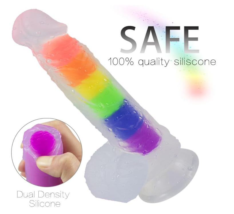 Consolador realista de silicona transparente arco iris X6 Unds OMC-367