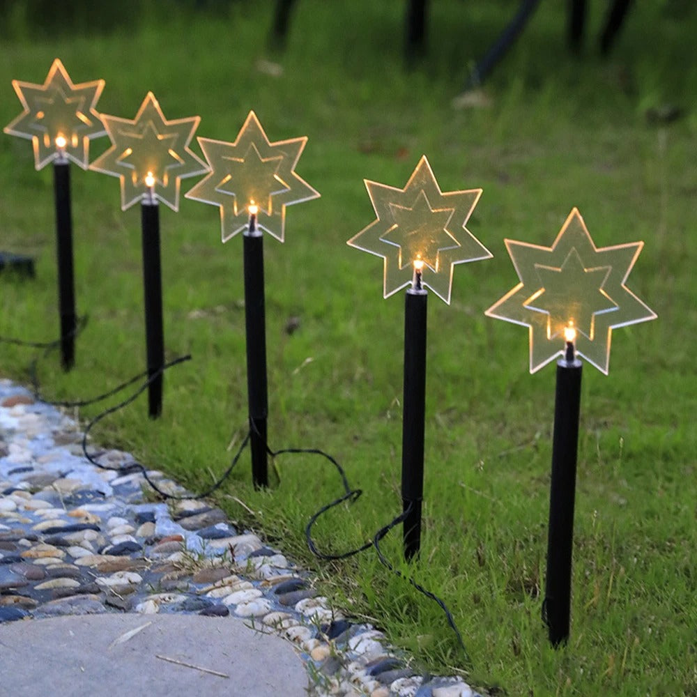 LUZ SOLAR NAVIDEÑA EN FORMA DE ESTRELLA X 6 Unidades (OMC- 082)