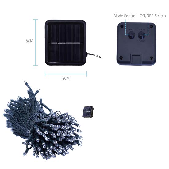 LUZ SOLAR NAVIDEÑA 10 M -100 BOMBILLOS X 6 UNDS - OMC-075