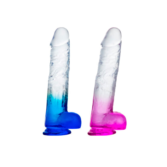 DILDO LANCES COCK 9.6 CRISTALINO BITONO X6 Unds OMC-422