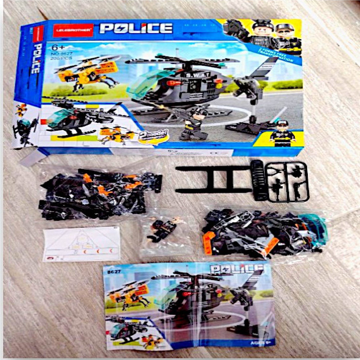 BLOQUES DE CONSTRUCCION HELICOPTERO DE POLICIA X 6 UNDS - 8627