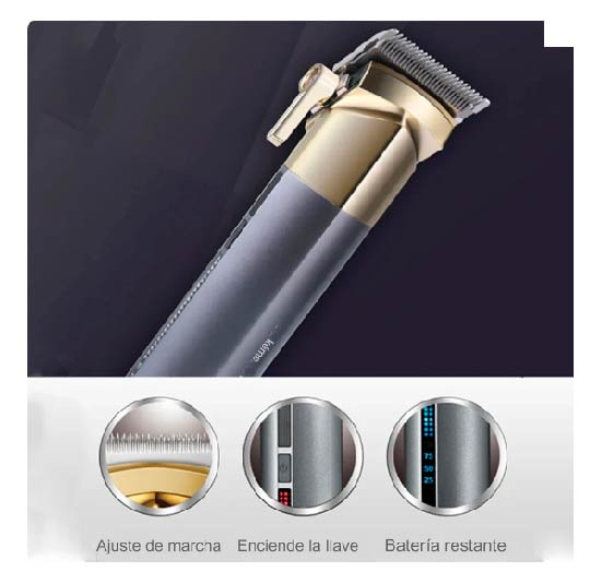MAQUINA CORTADORA PARA CABELLO KEMEI NEGRA CON DORADO X6UNDS- OMC-483