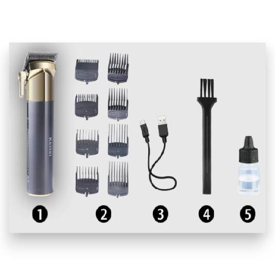 MAQUINA CORTADORA PARA CABELLO KEMEI NEGRA CON DORADO X6UNDS- OMC-483