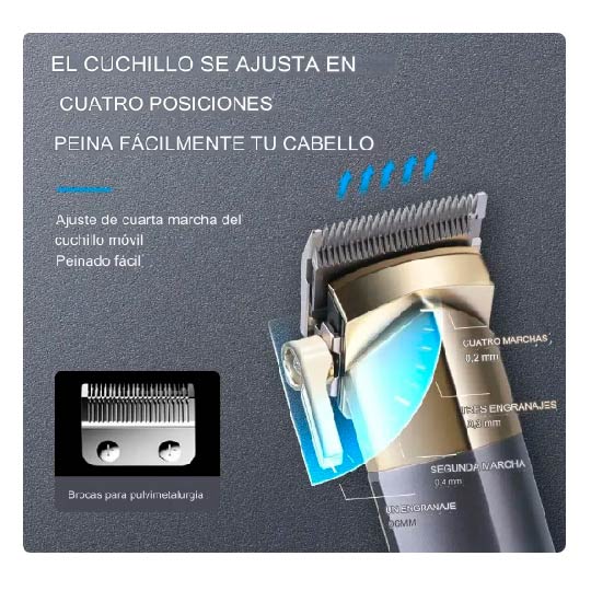 MAQUINA CORTADORA PARA CABELLO KEMEI NEGRA CON DORADO X6UNDS- OMC-483