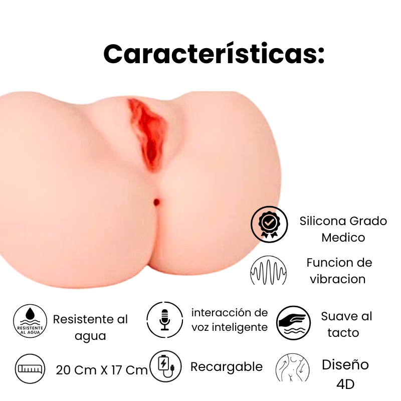 Masturbador Masculino Realista Vagina, Ano, Incluye interacción de Sonido y vibración X6 Unds  OMC-337