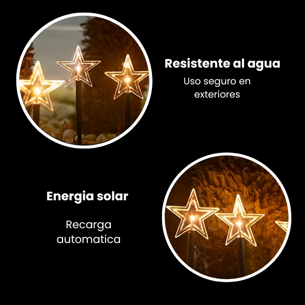 SET 5 ESTRELLAS CON ESTACA Y PANEL SOLAR X 6 UNDS - OMC- 082