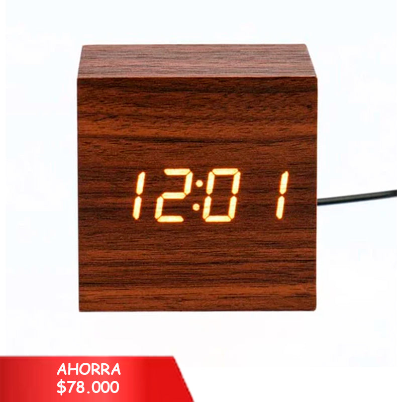 Reloj Digital De Madera Despertador X 6 Unidades OMC-293