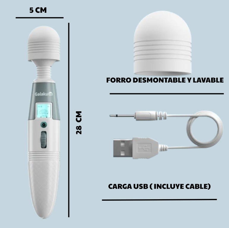 Vibrador Tipo Hitachi, Masajeador Inalámbrico 8 Velocidades X 6 Unds  OMC-340
