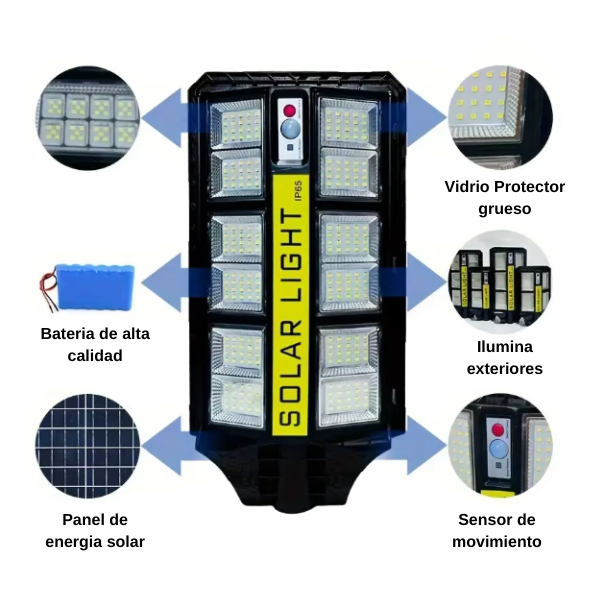 LUZ REFLECTORA CON PANEL Y SENSOR  300w-c X6UNDS - OMC-091