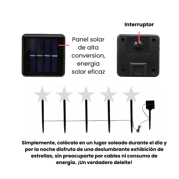 SET 5 ESTRELLAS CON ESTACA Y PANEL SOLAR X 6 UNDS - OMC- 082