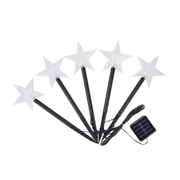 SET 5 ESTRELLAS CON ESTACA Y PANEL SOLAR X 6 UNDS - OMC- 082