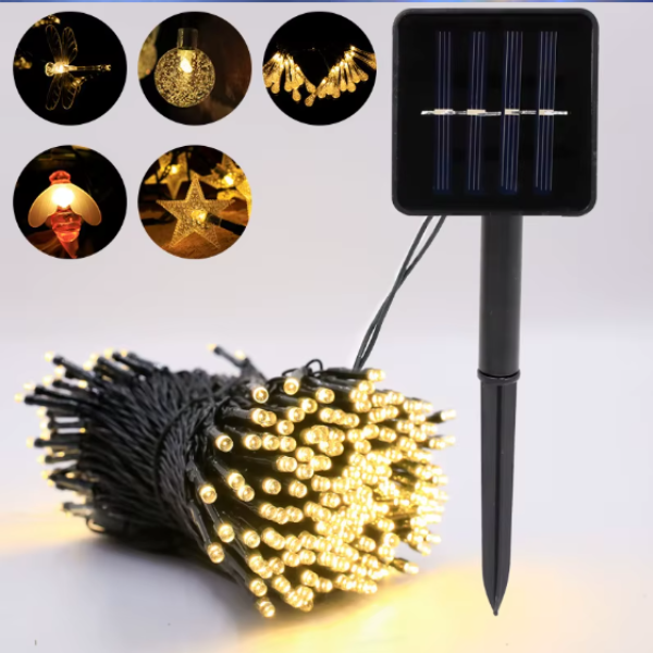 LUZ SOLAR NAVIDEÑA 10 M -100 BOMBILLOS X 6 UNDS - OMC-075