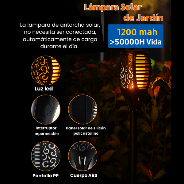 ANTORCHA LED CON PANEL SOLAR X 6UNDS - OMC-098