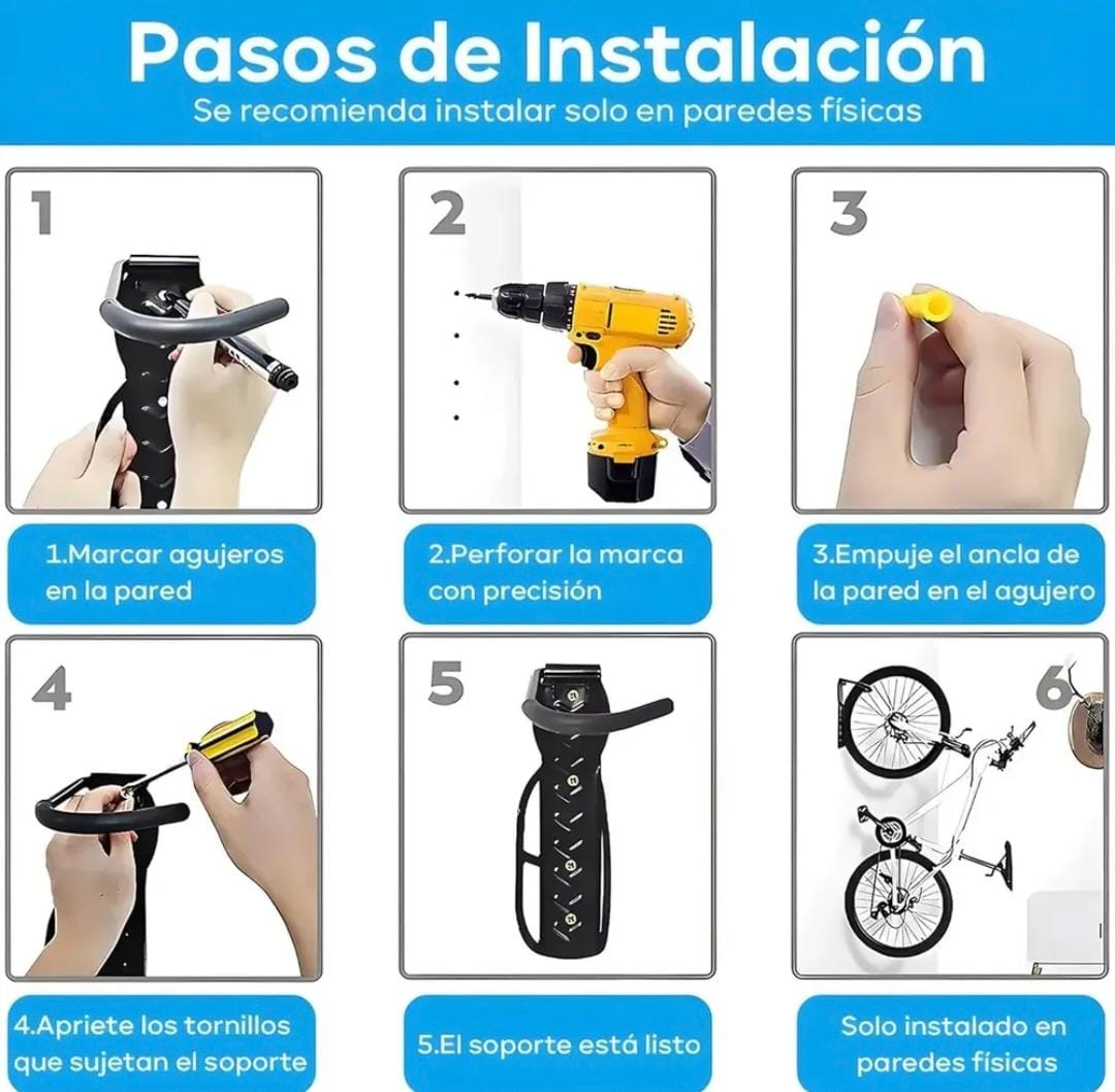 Gancho Soporte para Bicicleta de Pared – Ahorra Espacio X6UNDS - POC- 16996