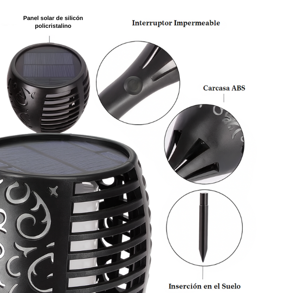 ANTORCHA LED CON PANEL SOLAR X 6UNDS - OMC-098