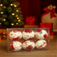 SET POR 6 BOLAS NAVIDEÑAS ROJAS CON BLANCO X6UNDS - POC-2027