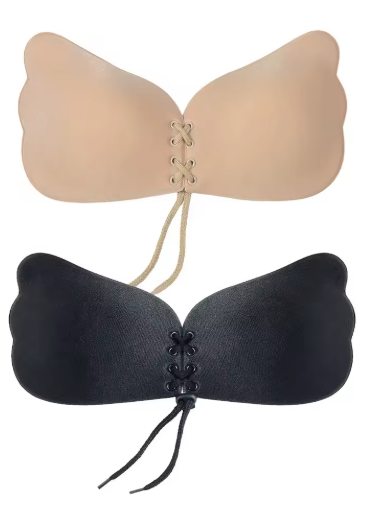 BRASIER INVISIBLE TIPO MARIPOSA BEIGE Y NEGRO POC-333 - X6UNDS