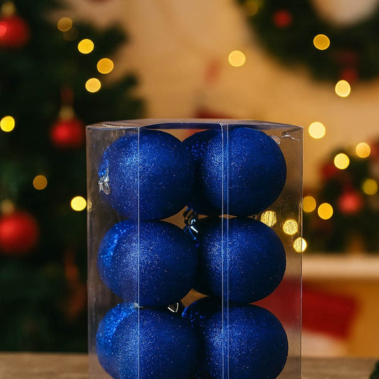SET POR 12 BOLSAS NAVIDEÑAS AZULES  ESCARCHADAS X6UNDS - POC-2008