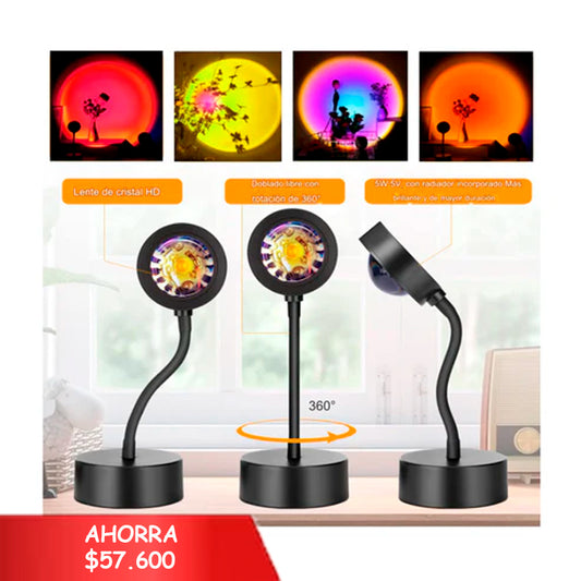 Lampara De Luz Led Rgb Proyector Atardecer Control Remoto X 6 Unidades OMC-503