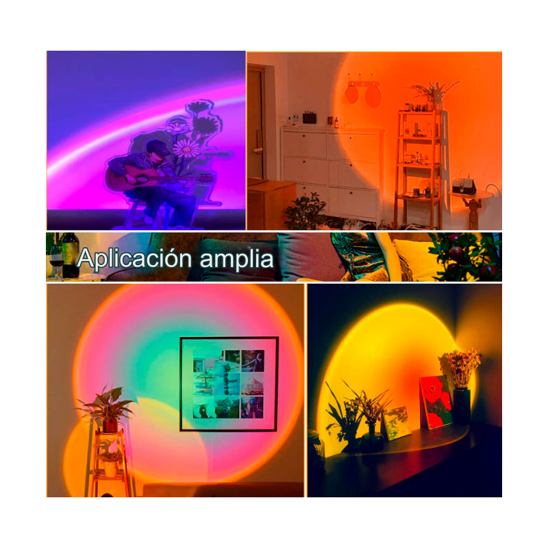 Lampara De Luz Led Rgb Proyector Atardecer Control Remoto X 6 Unidades OMC-503