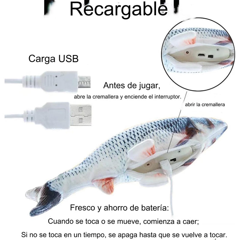 Pez Juguete Con Movimiento Para Gatos, Mascotas, Recargable X 6 unidades OMC-532