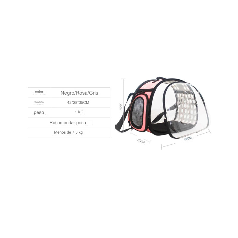 Maleta Cargador Transparente Plegable Gato-perro Pequeño X 6 Unidades OMC-008