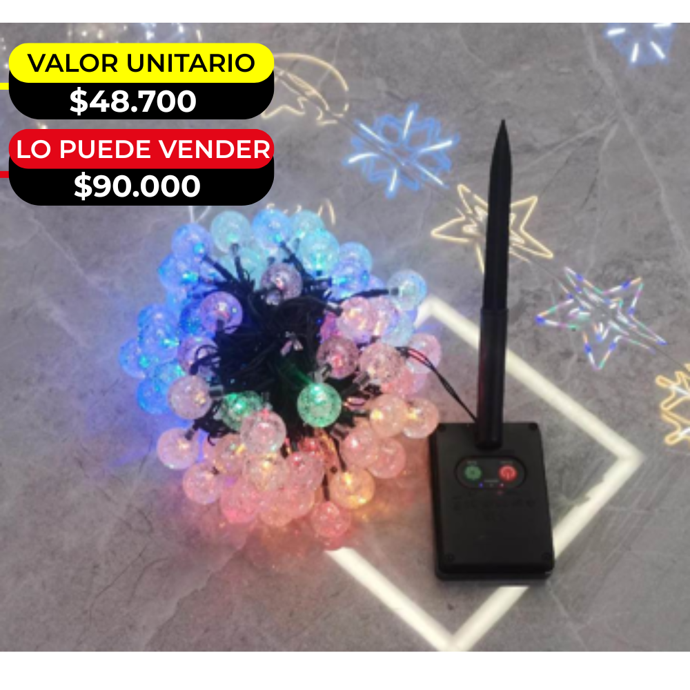 LUZ SOLAR NAVIDEÑA 300 BOMBILLOS, 30M  X6UNDS - OMC-077