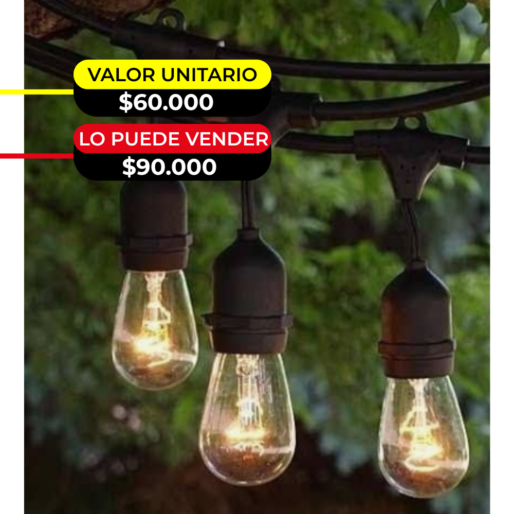 GUIRNALDA DE LUZ 5M, 10 BOMBILLOS  X6UNDS - OMC- 083