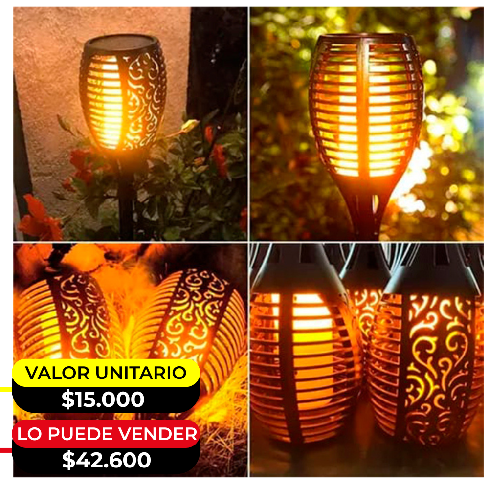 ANTORCHA LED CON PANEL SOLAR X 6UNDS - OMC-098
