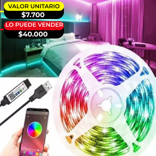 TIRA DE LUZ LED 10 METROS USB X6UNDS - OMC-105