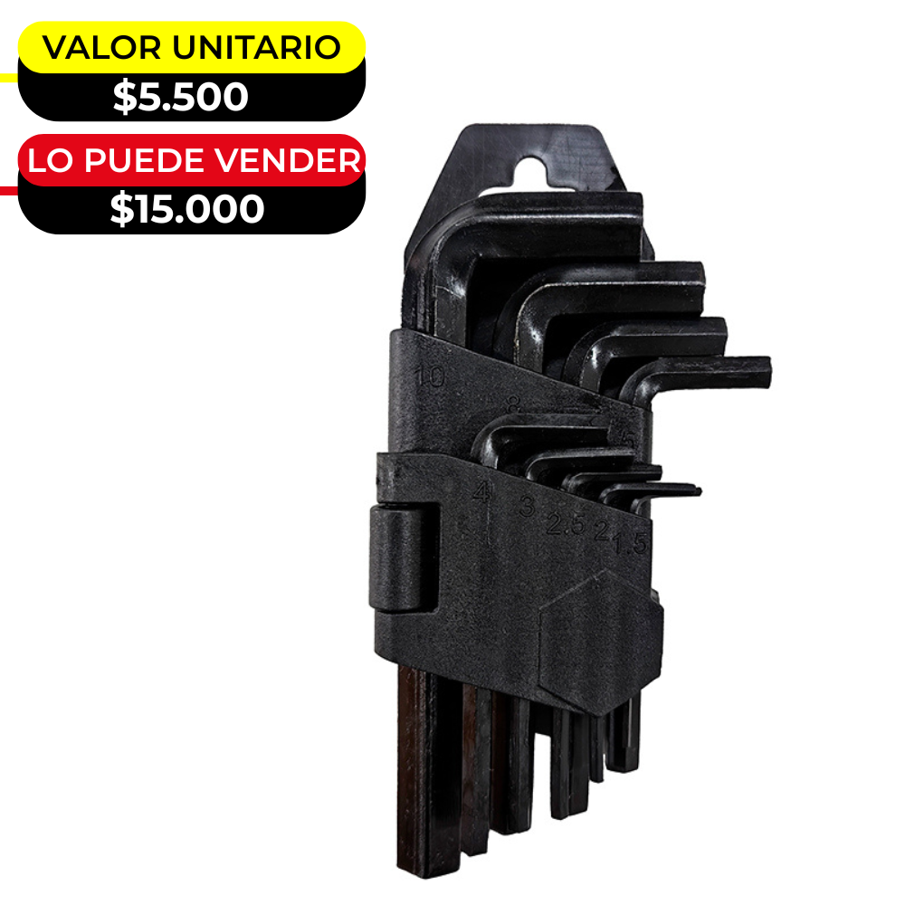 JUEGO DE 9 LLAVES ALLEN X6UNDS - OMC-302