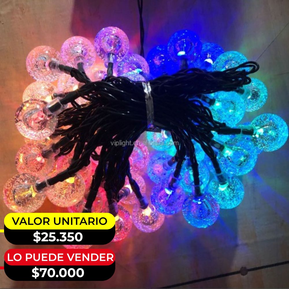 LUZ SOLAR NAVIDEÑA, 100 BOMBILLOS, 10M X5 UNDS - OMC-076