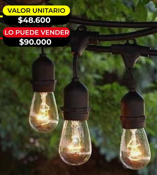 GUIRNALDA DE LUZ 5M, 10 BOMBILLOS  X6UNDS - OMC- 083