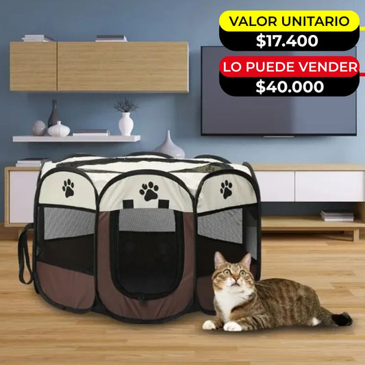 CORRAL PLEGABLE MEDIANO PARA MASCOTAS X6UNDS - OMC-10-2