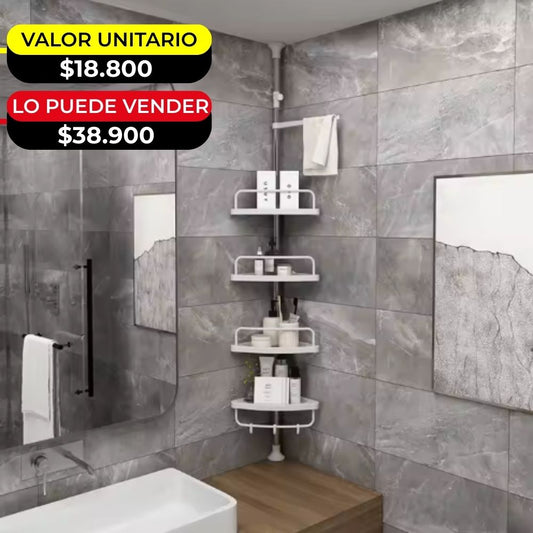 ORGANIZADOR ESQUINERO PARA BAÑO DE 4 NIVELES X6UNDS - OMC-129