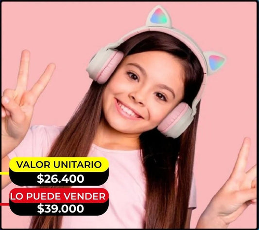 AUDIFONOS DIADEMA OREJAS DE GATO X6UNDS - OMC-283