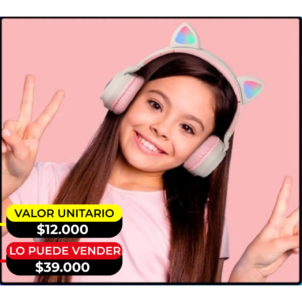 AUDIFONOS DIADEMA OREJAS DE GATO X6UNDS - OMC-283