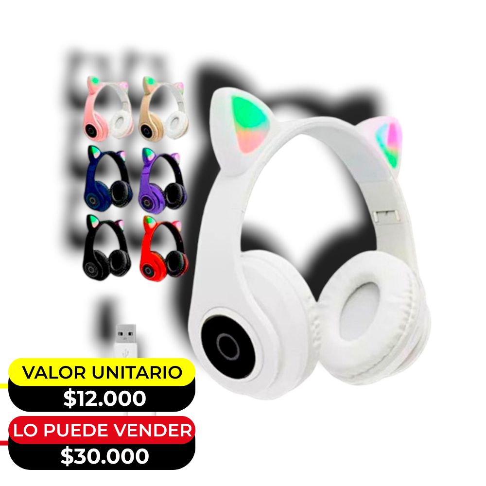 AUDIFONOS DIADEMA OREJAS DE GATO X6UNDS - OMC-283