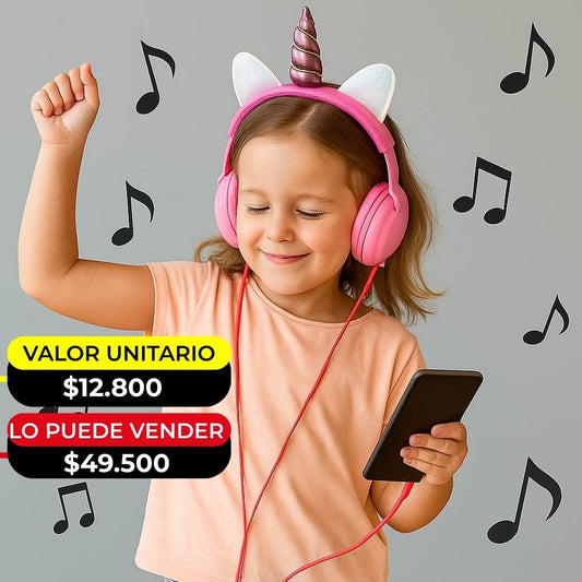 AUDIFONOS DIADEMA UNICORNIO CON CABLE X6UNDS - OMC-286