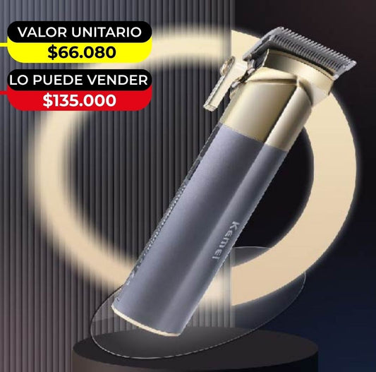 MAQUINA CORTADORA PARA CABELLO KEMEI NEGRA CON DORADO X6UNDS- OMC-483