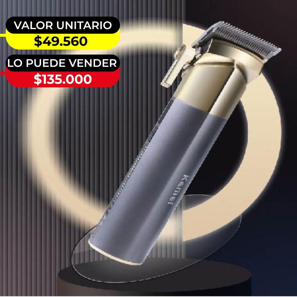 MAQUINA CORTADORA PARA CABELLO KEMEI NEGRA CON DORADO X6UNDS- OMC-483