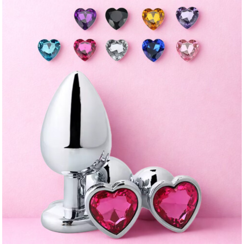 PLUG ANAL EN ACERO TALLA L FORMA DE CORAZON X6UNDS